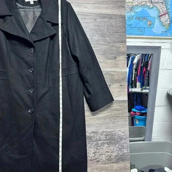 Anne Klein Women's Black Peacoat Coat Jacket Size 1X - Picture 6 of 7